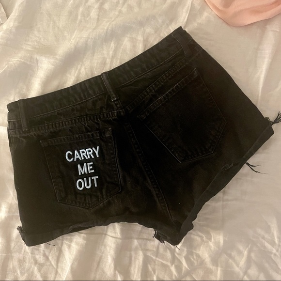 Alexander Wang Black Denim Shorts with embroidery on back - Picture 2 of 4